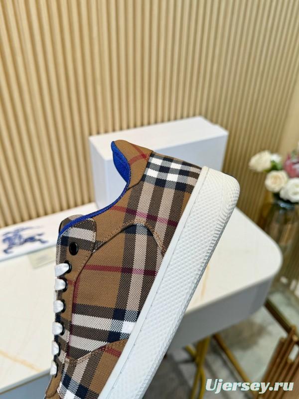 2024 Men Burberry Brown Black White Canvas Casual Sneakers MJ00320