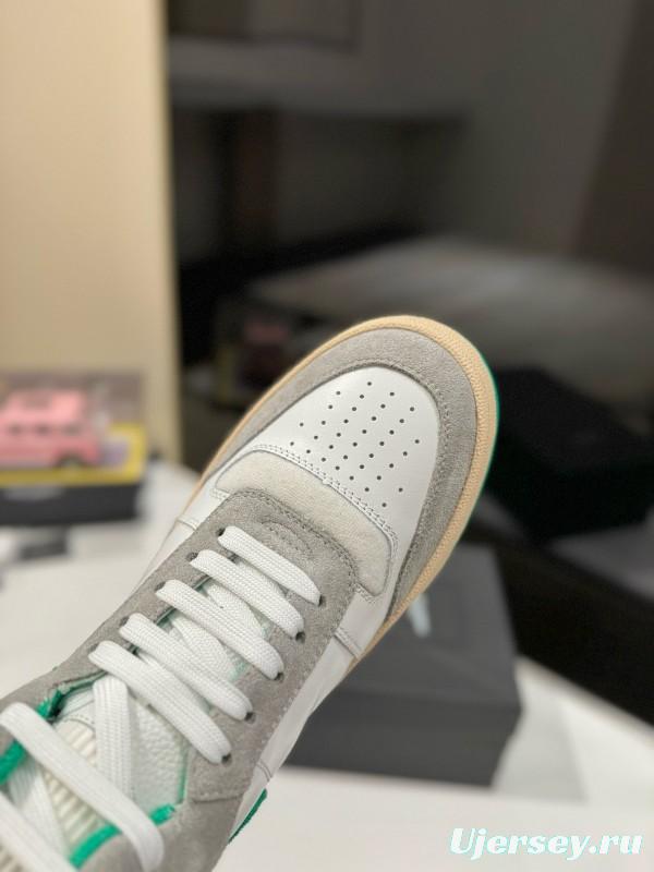 2024 Unisex Yves Saint Laurent White Grey Green Leather Suede Sneakers