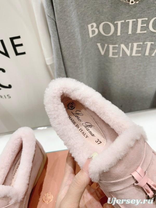 2024 Women LP Pink Suede Shearling Loafers MJ00300