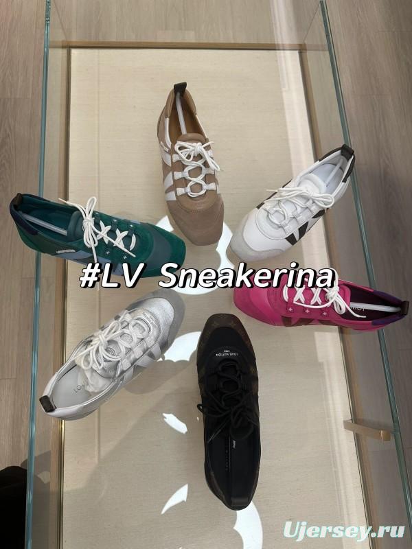 2025 Unisex Louis Vuitton White Brown Leather Sneaker LY00340