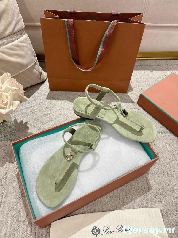 2025 Women LP Light Green Suede Sandals LY00360