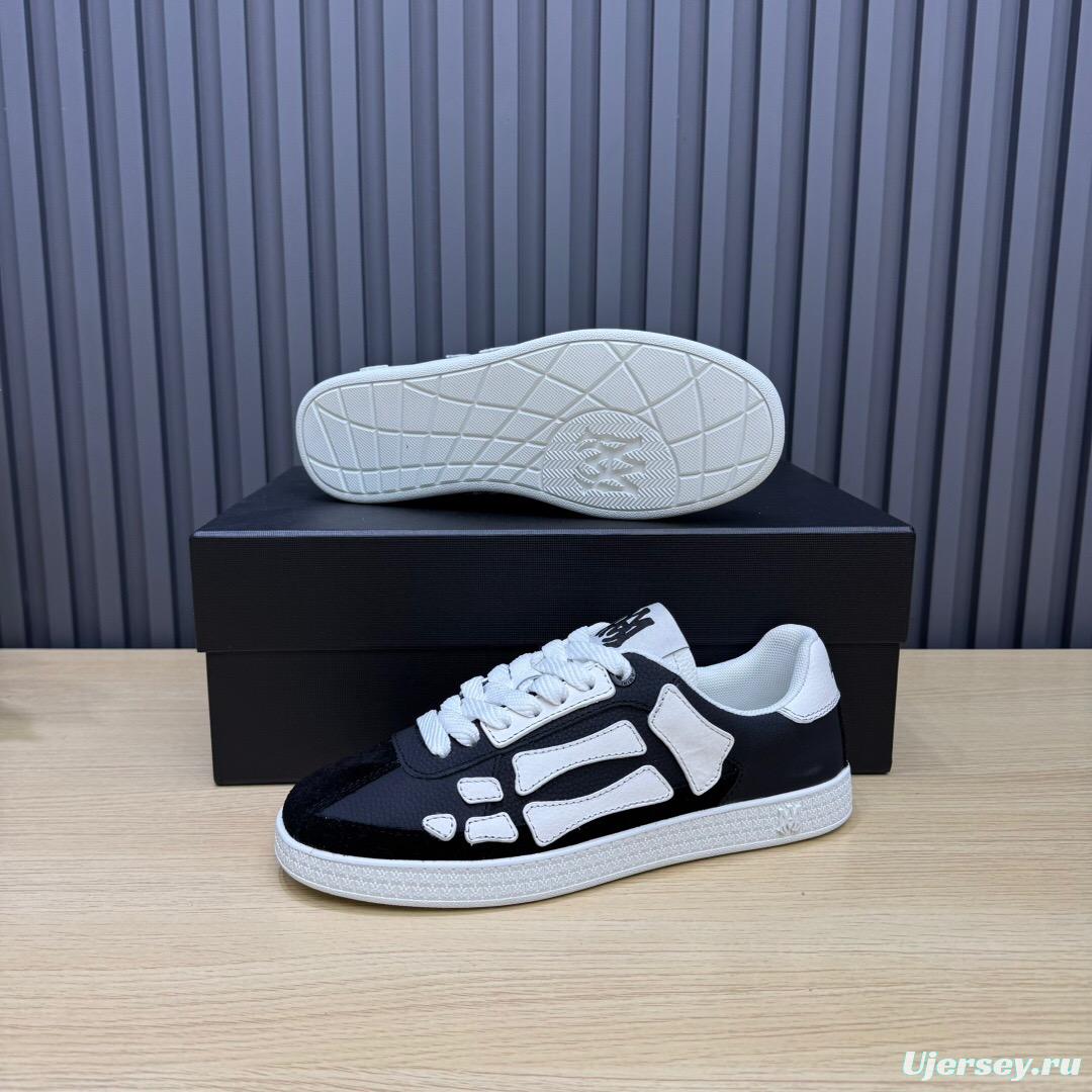 2025 Unisex Amiri Black White Leather Mesh Sneakers Skeleton Design LY00280