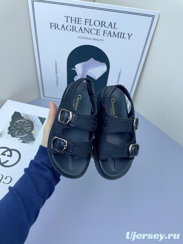 2025 Kids Gucci Black Leather Sandals