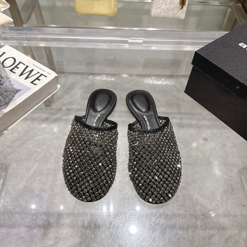 2025 Slippers Alexander Wang Black Mesh Leather Stud LY00310