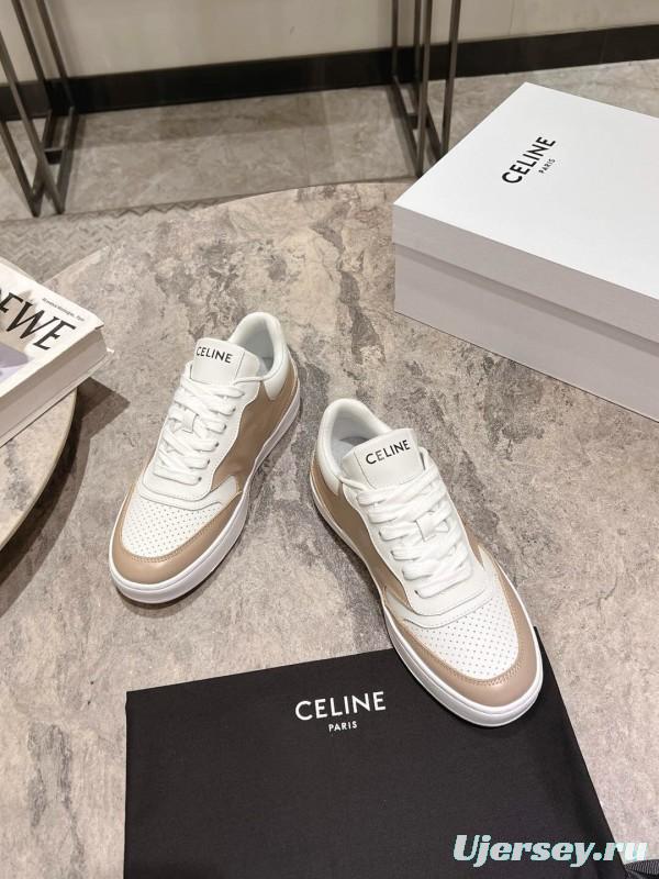 2025 Women Celine Beige White Leather Sneakers