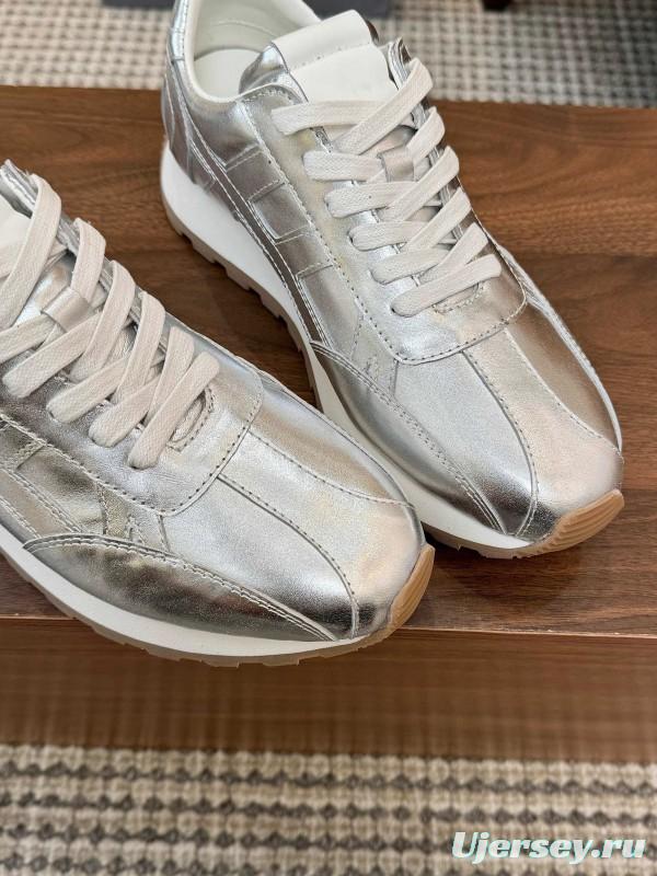 2025 Unisex HOGAN Silver Leather Sneakers