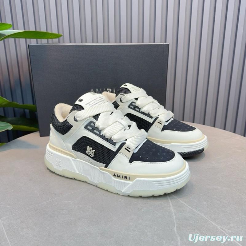 2024 Unisex Amiri Black White Leather Sneakers MJ00360