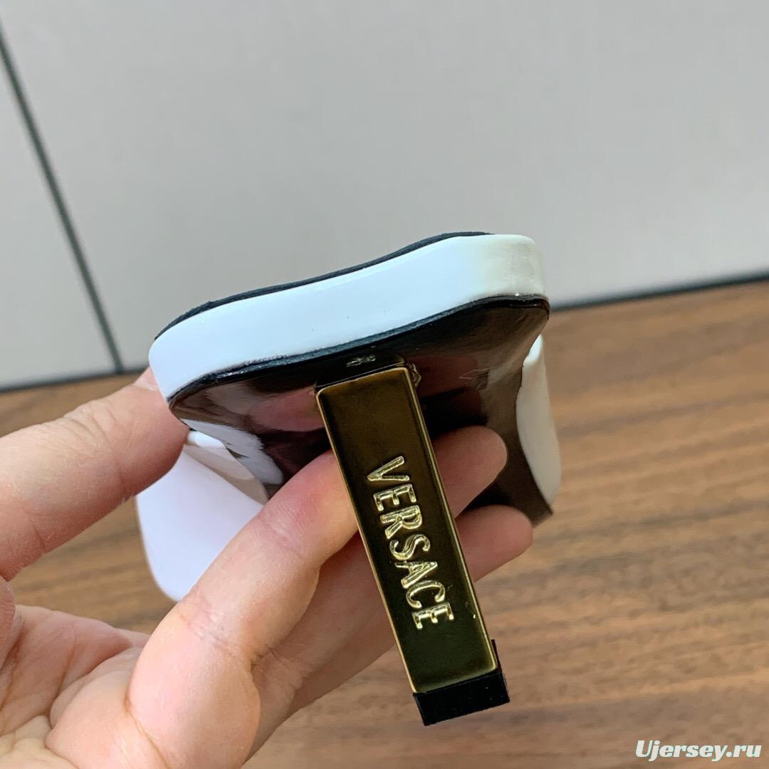 2025 Women VERSACE White Patent Leather Slippers KFY00280