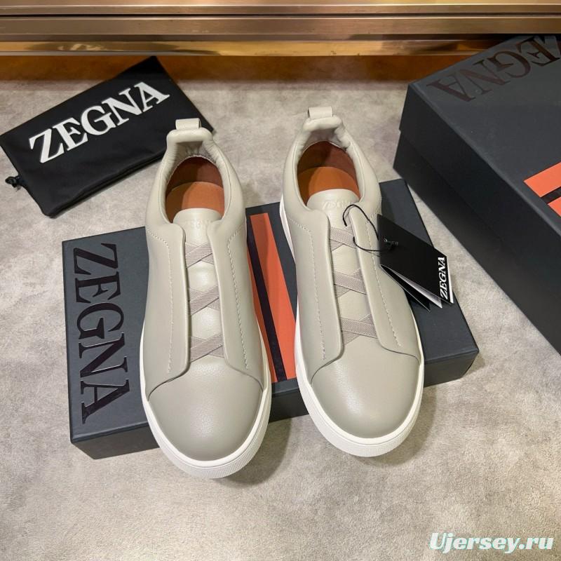 2024 Men Ermenegildo Zegna White Leather Sneakers MJ00280