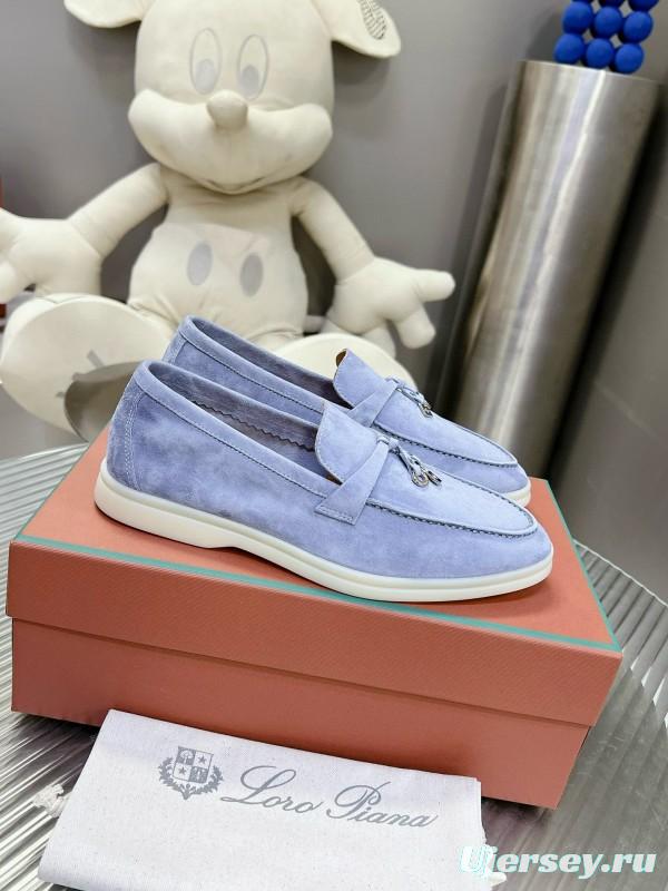 2024 Unisex Le Parmentier Light Blue Suede Loafers MJ00270
