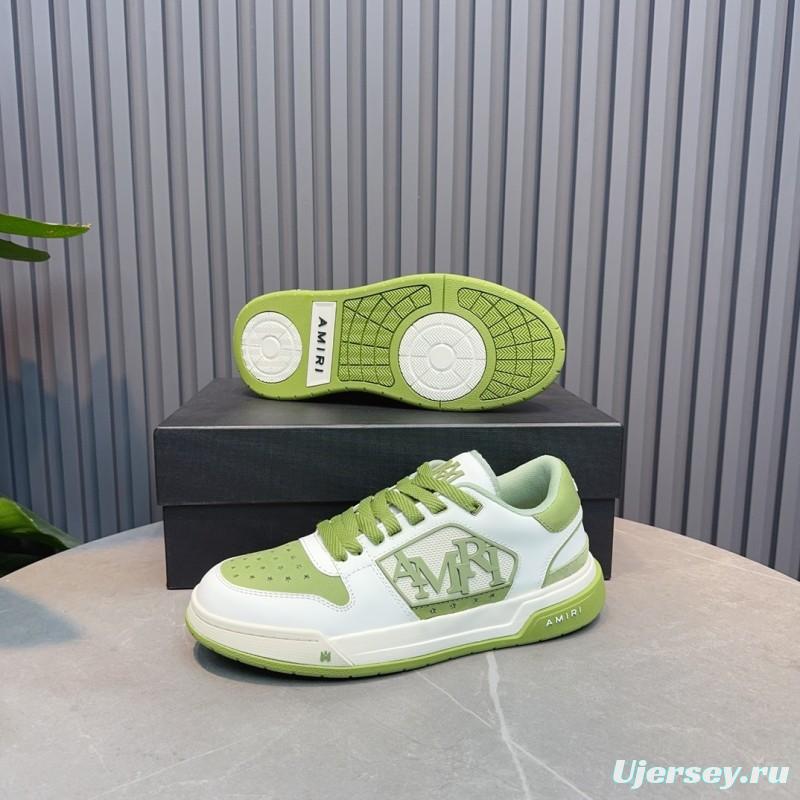 2025 Unisex Amiri Green White Leather Sneakers MJ00360