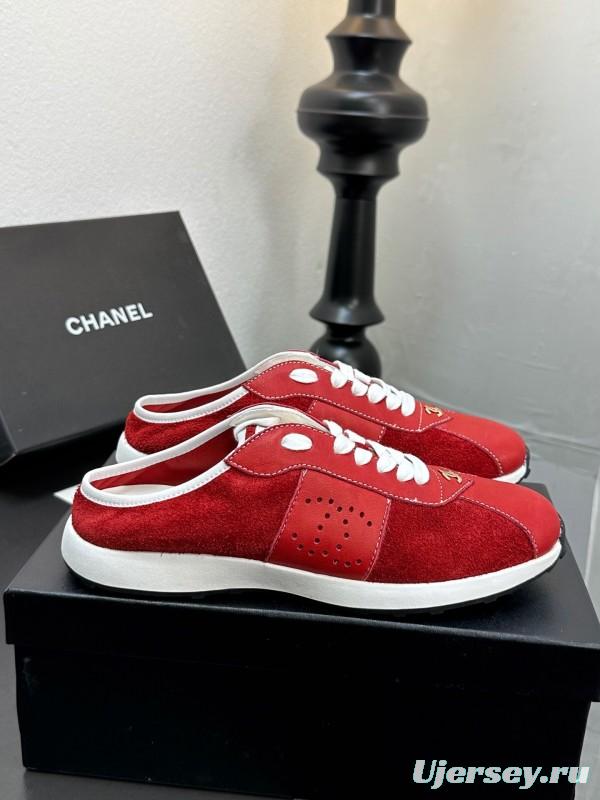 2025 Women Chanel Red Leather Casual Sneakers Fashion Craft LY00360(F)