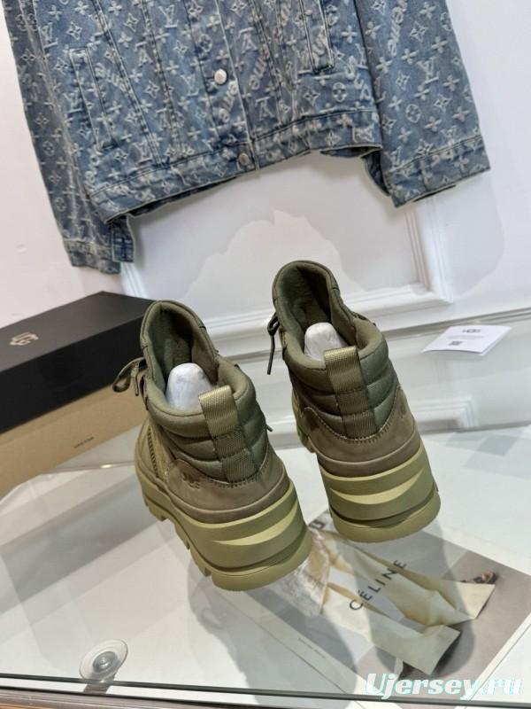 2024 Unisex UGG Black Chestnut Military Green Sheepskin Work Boots MJ00300