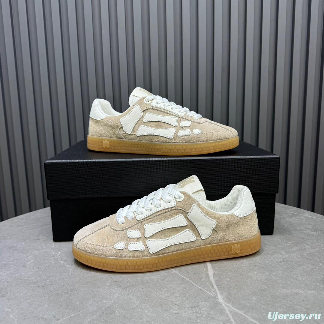 2025 Unisex Amiri Bone White Beige Leather Suede Sneakers LY00280