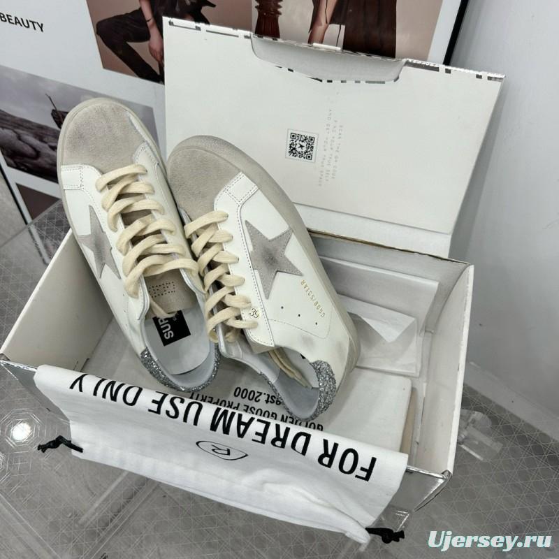 2024 Women GGDB White Grey Leather Suede Sneakers