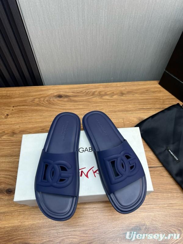 2025 Slippers Dolce & Gabbana Blue Rubber Slippers