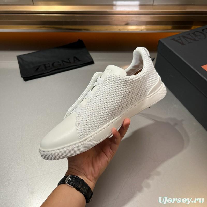 2024 Men Ermenegildo Zegna White Leather PELLETESSUTA Sneakers MJ00280