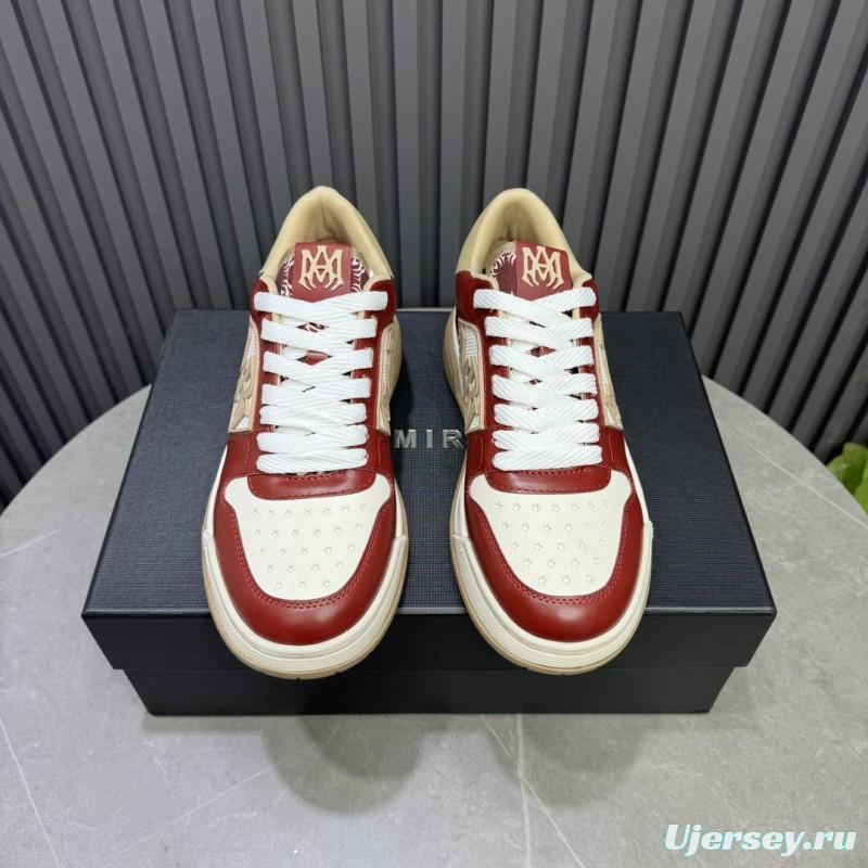 2025 Unisex Amiri Red White Beige Leather Sneakers MJ00360