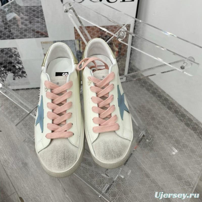 2025 Women GGDB White Blue Pink Leather Suede Sneakers