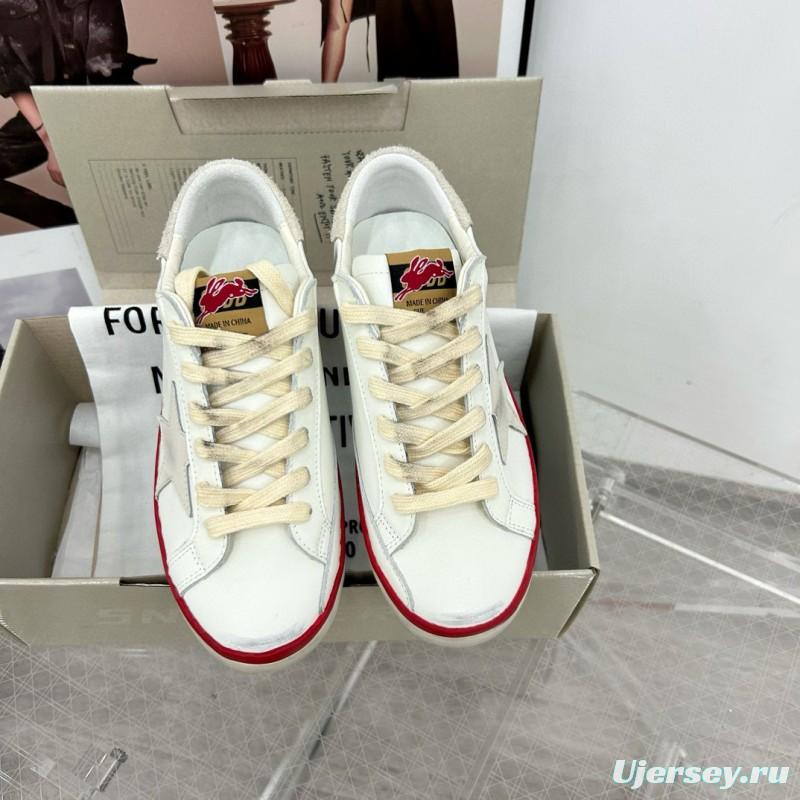2025 Unisex GGDB White Red Original Leather Sneakers