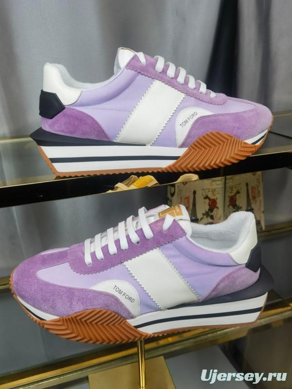 2025 Unisex TOM FORD Purple White Suede Leather Sneakers LY00360(F)/LY00370(M)