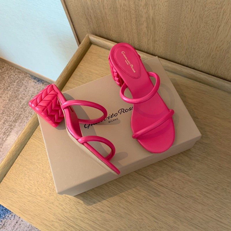 2025 Women Gianvito Rossi Pink Leather Sandals KFY00260