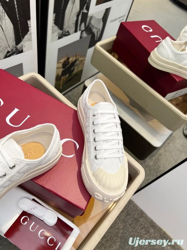 2025 Women Gucci White Canvas Sneakers LY00360