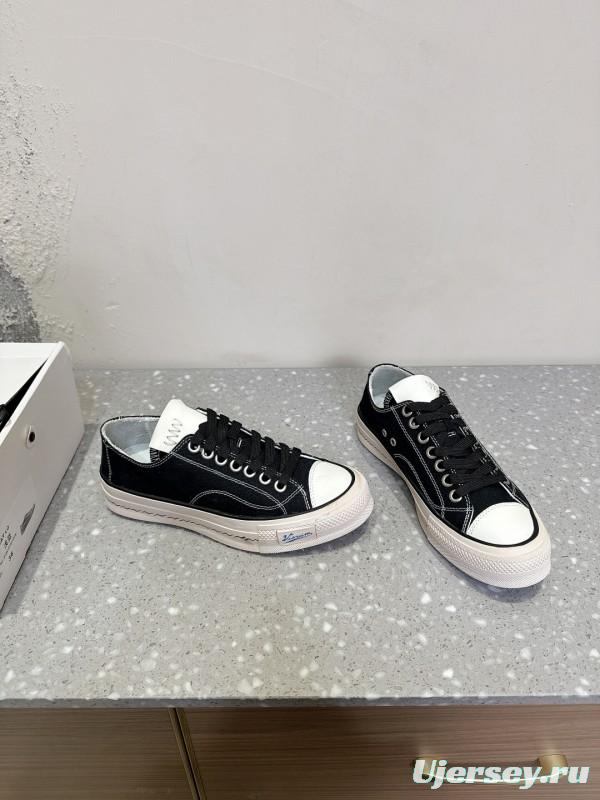 2025 Unisex VISVIM Black Canvas Sneakers KFY00260