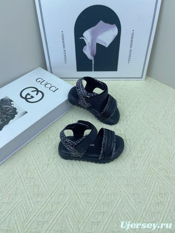 2025 Kids Dolce & Gabbana White Black Purple Leather Sandals
