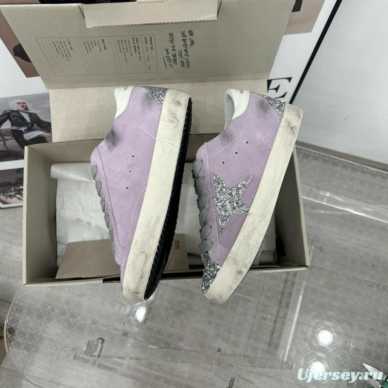 2025 Women GGDB Lilac Silver Glitter Leather Suede Sneakers