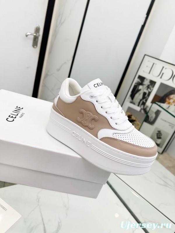 2025 Women CELINE White Beige Leather Sneakers