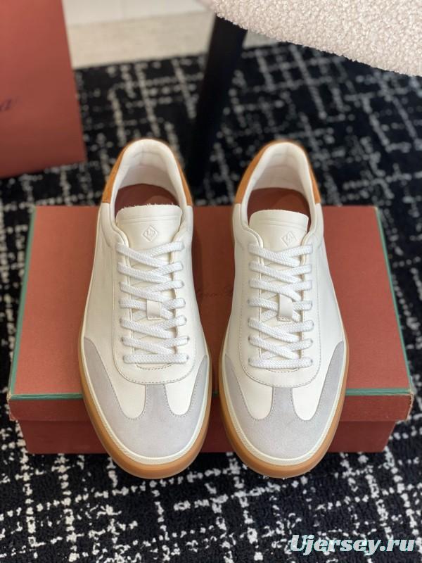 2024 Unisex Loro Piana White Beige Leather Calfskin Plimsolls MJ00320