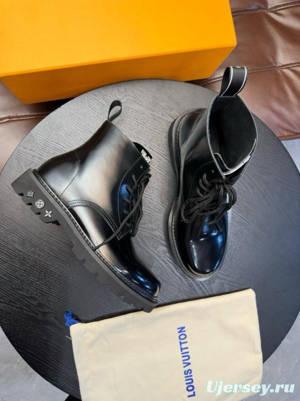 2024 Men Louis Vuitton Black Calf Leather High-top Casual Shoes MJ00440