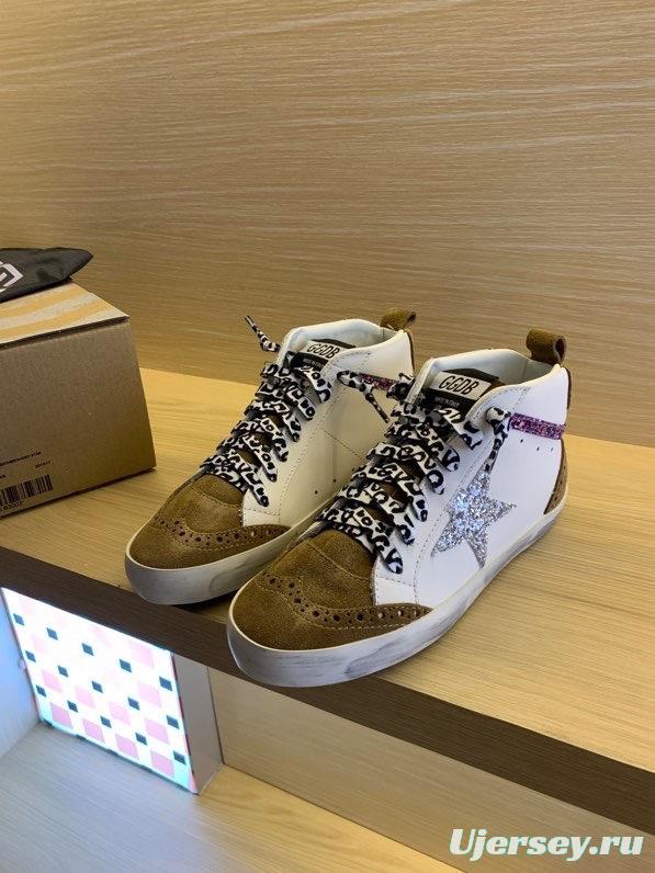 2024 Unisex GGDB White Brown Suede Leather High Top Sneakers MJ00300