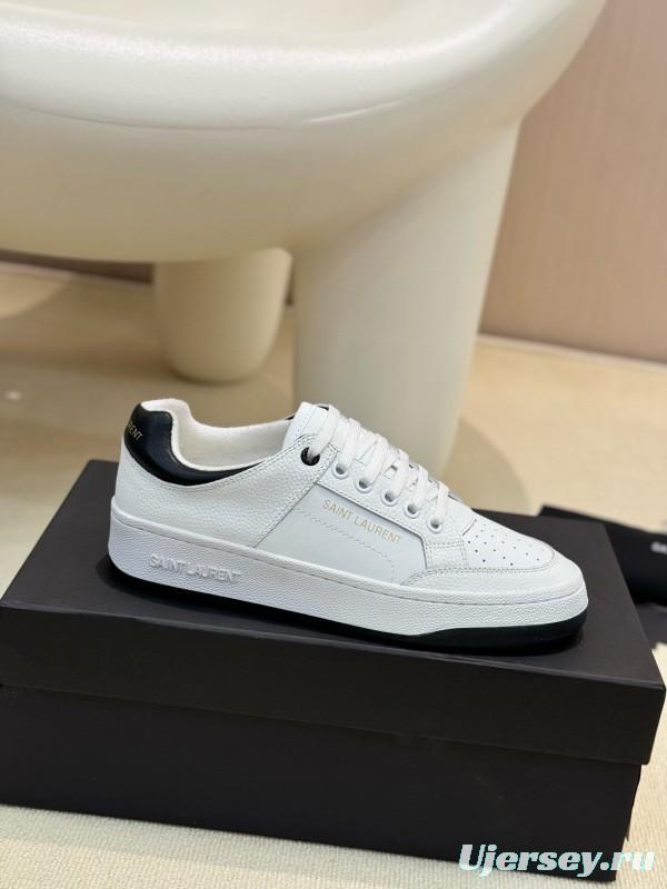 2024 Unisex Yves Saint Laurent white black leather sneakers