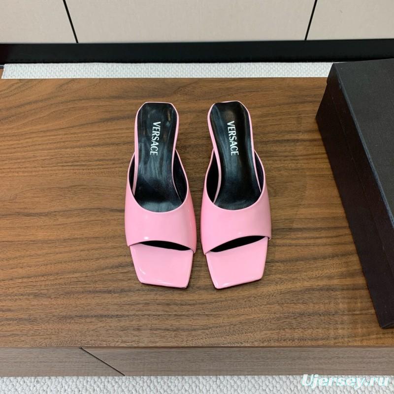 2025 Slippers VERSACE Pink Patent Leather Slippers