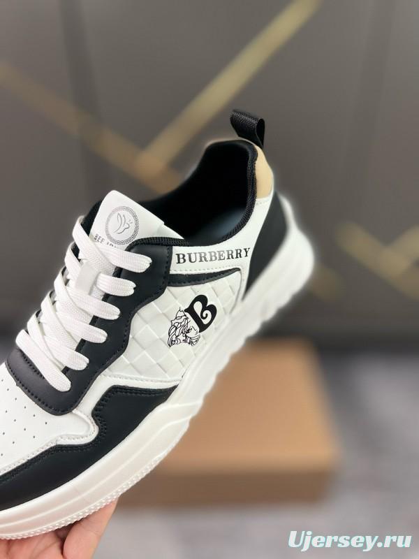 2024 Unisex Burberry Black White Leather Casual Shoes MJ00251