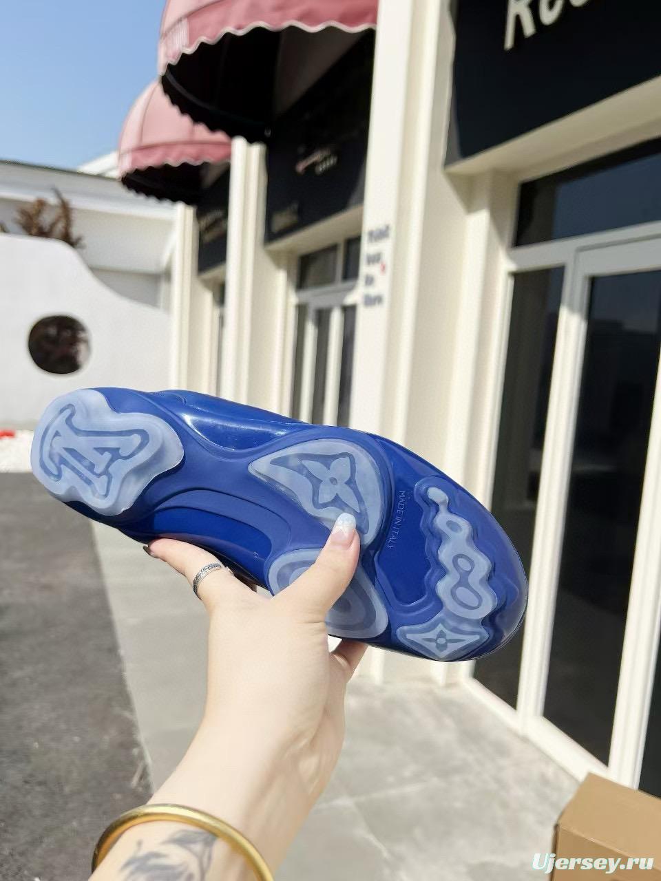 2025 Unisex Louis Vuitton Blue Leather Sneakers MJ00380(F/M)