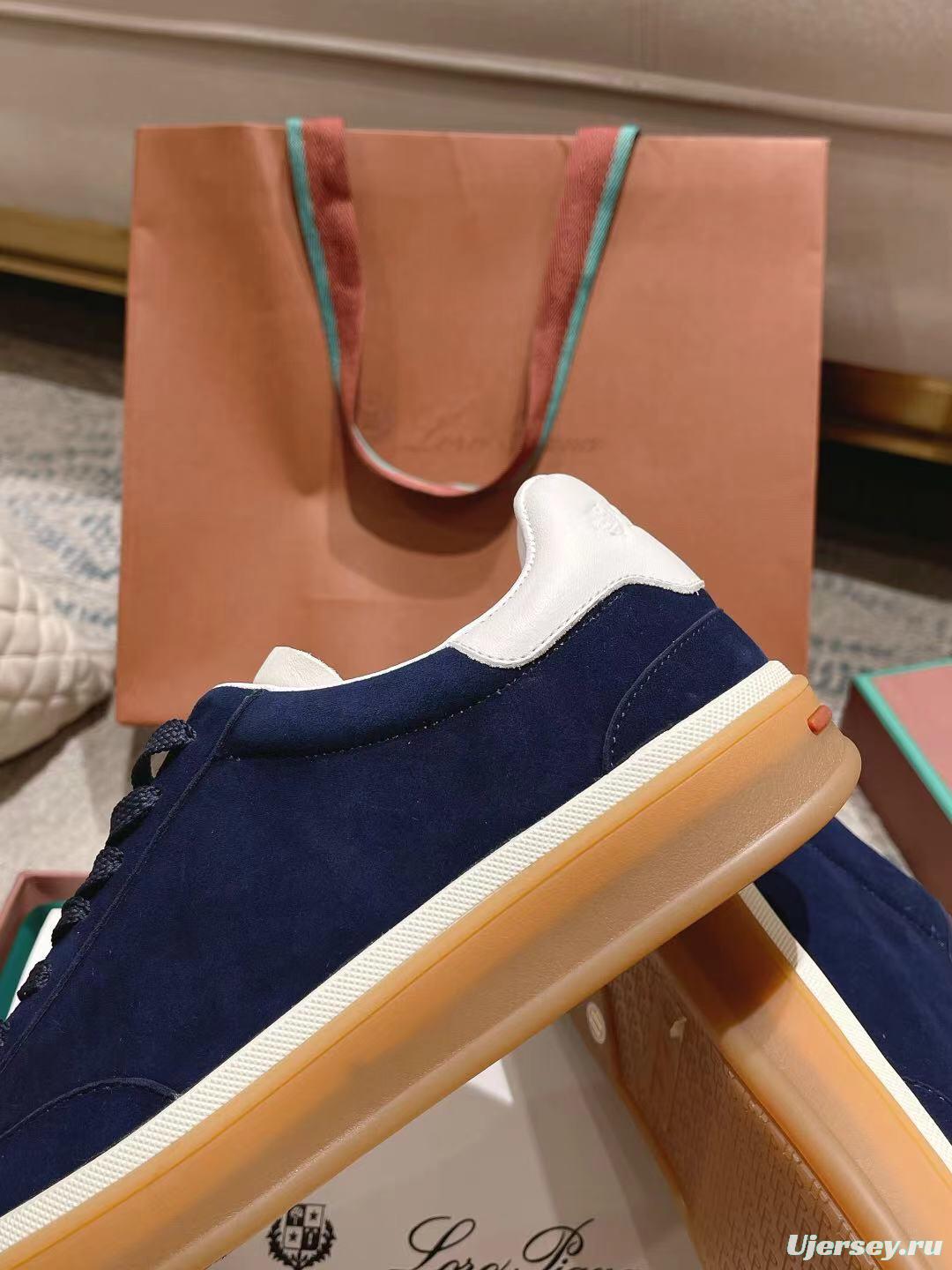 2025 Unisex Le Parmentier Navy White Suede Leather Sneakers LY00320(F)/LY00330(M)