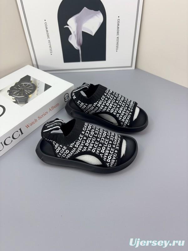 2025 Kids Dolce & Gabbana Black White Fabric Sandals