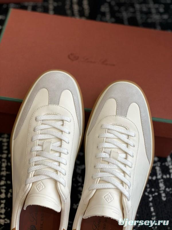 2024 Unisex Loro Piana White Beige Leather Calfskin Plimsolls MJ00320