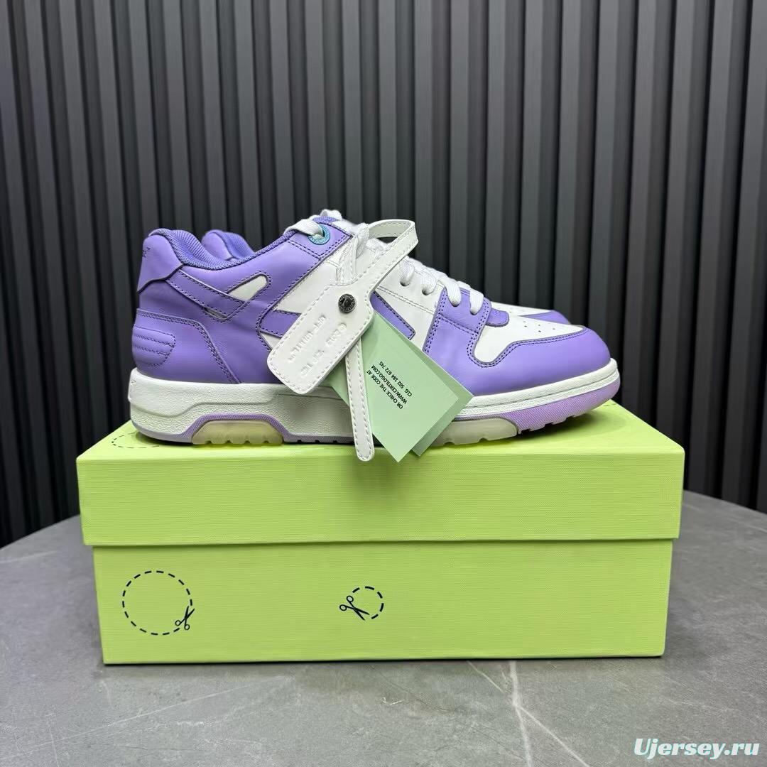 2025 Unisex Off-White Purple White Leather Sneakers KFY00320