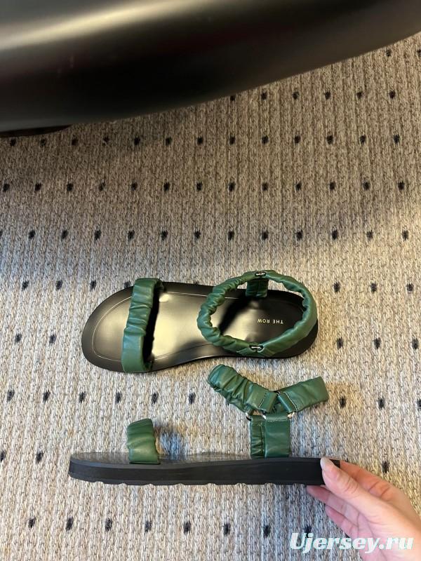 2025 Women The Row Green Leather Sandals