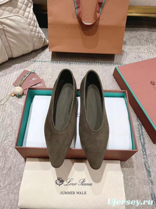 2025 Women LP Brown Suede Ballet Flats