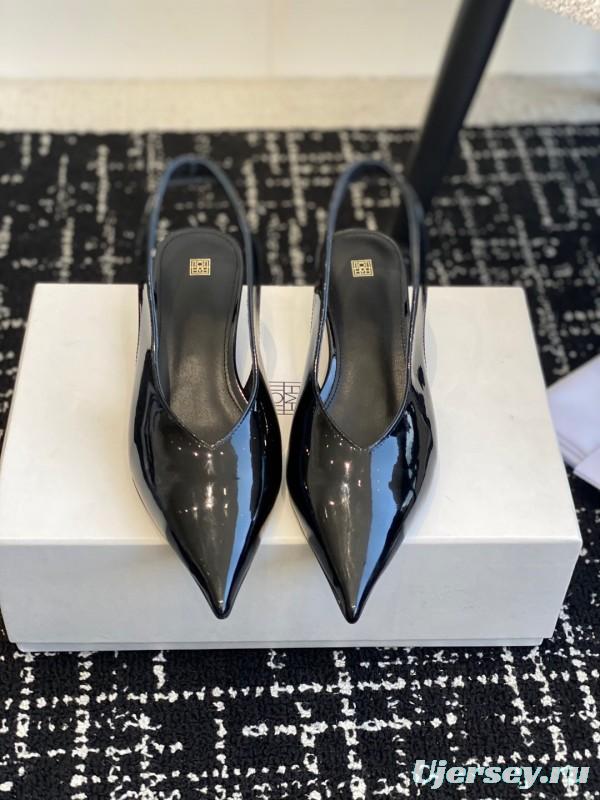 2025 Women Toteme Black Patent Leather Slingback Pumps