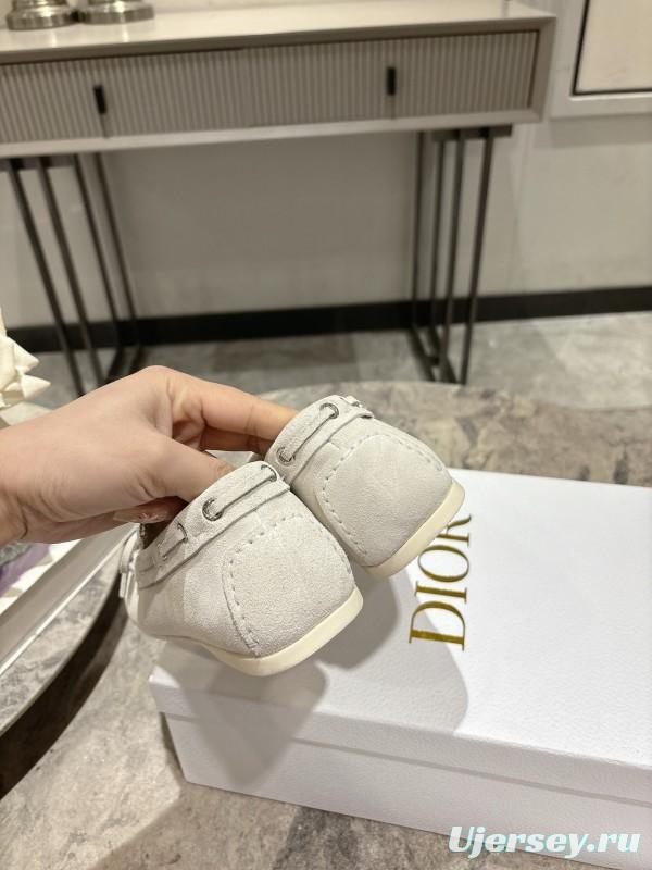 2025 Women Dior White Suede Loafers