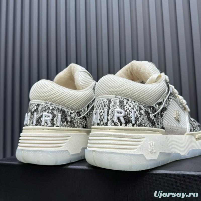 2024 Unisex Amiri Cream Beige Snake Leather Sneakers MJ00360
