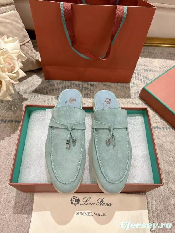 2025 Women LP Mint Green Suede Loafers LY00430F