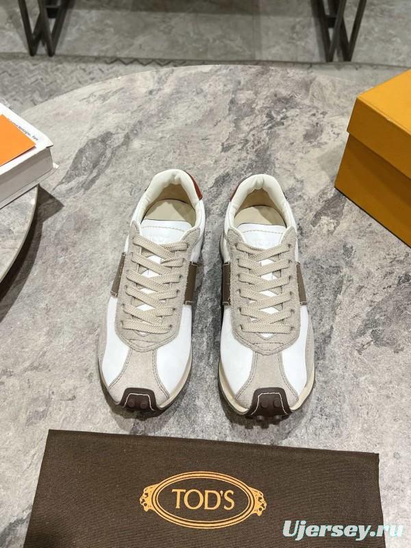 2025 Women TOD'S White Beige Suede Nylon Sneaker KFY00330