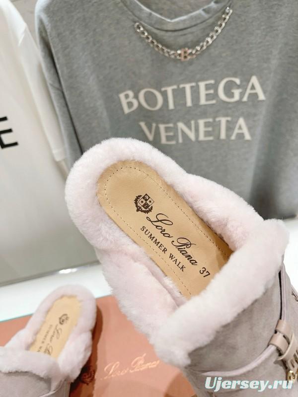 2024 Slippers LP light pink suede shearling slippers MJ00300